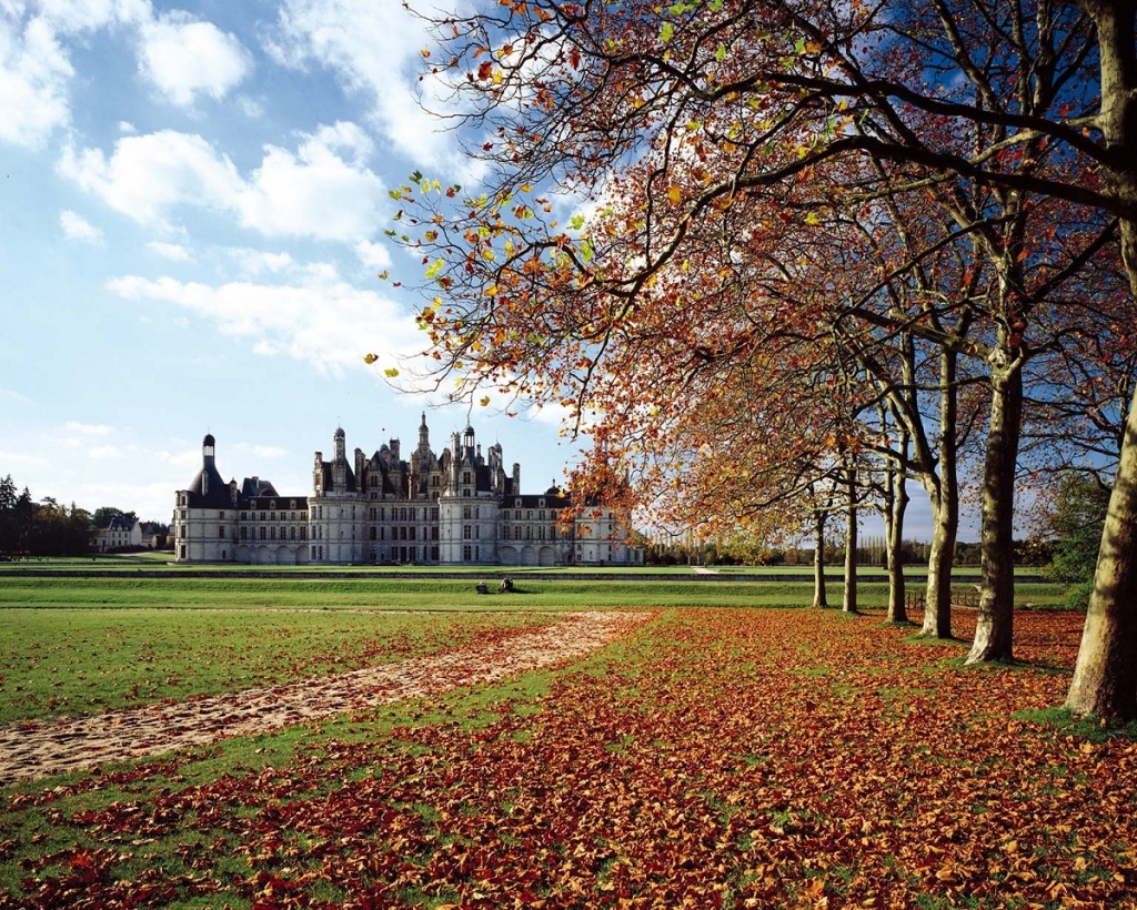 秋のフランスの見どころ　シャンボール城　黄葉